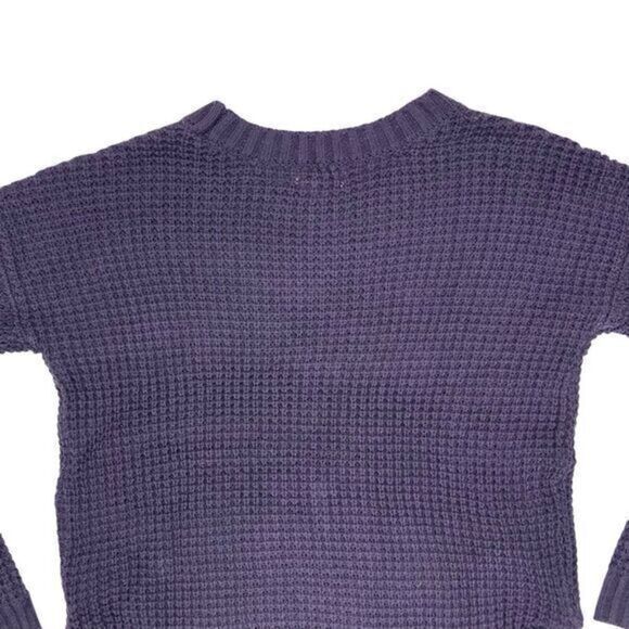 So Waffle Knit Sweater Womens Sz X-Small Purple Long Sleeve Crew Neck Pull Over - Picture 6 of 14